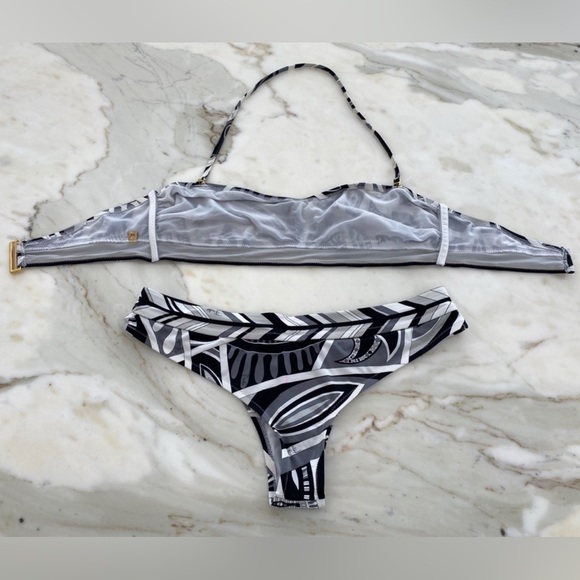 EMILIO PUCCI BLACK WHITE GRAY BIKINI SIZE IT 42 / US 8 - Picture 11 of 16